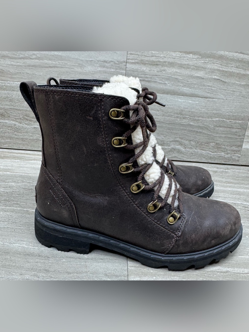 NEW Sorel Lennox Lace Waterproof Leather Lace-Up Shearling Boots Womens Size 8.5